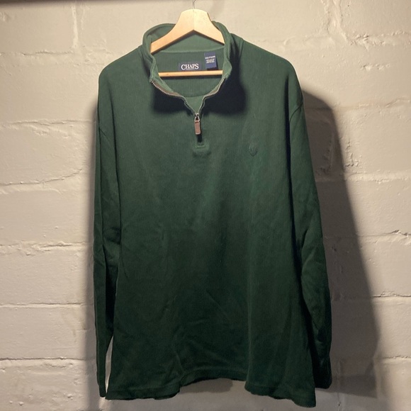 Chaps Men's Pullover, Quarter Zip, Hunter Green, XXL - Picture 1 of 3